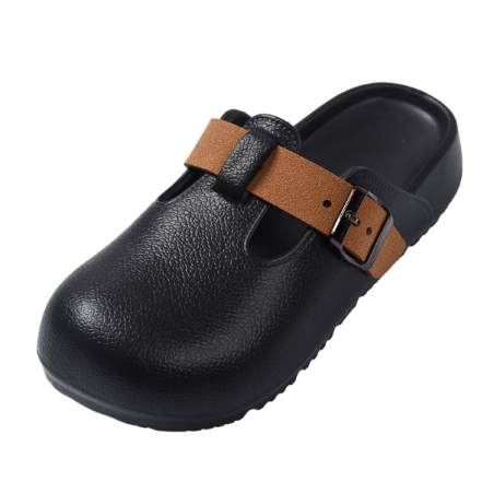 Birkenstock women's summer simple style lightweight buckle shoes outdoor retro thick-soled sandals black