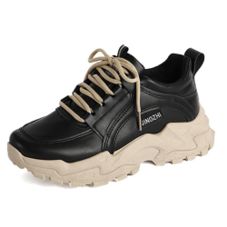 Fashionable thick-soled sports shoes for women Korean style lace-up casual dad shoes black