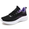 Flyweave ultra-light mesh breathable all-match non-slip shock-absorbing soft-soled running shoes black and purple