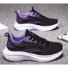 Flyweave ultra-light mesh breathable all-match non-slip shock-absorbing soft-soled running shoes black and purple