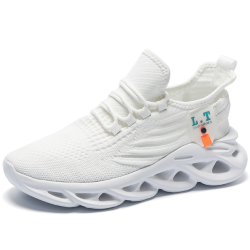 Fitness ultra-light shock-absorbing running elastic sports shoes men's white