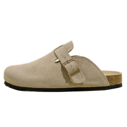 Genuine leather cork Birkenstock lazy outer wear h sandals couple half-slip Birkenstock shoes Milk color